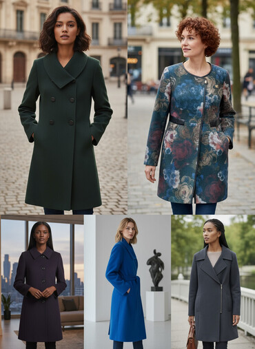 Пальто: Женские полупальто и пальто (несколько моделей) 1) Темно‑зеленое — 1