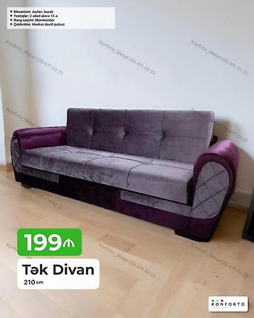 divan ustasi: Tək divan – 210 sm Xüsusiyyətlər: - Mexanizm: açılan, bazalı (alt — 1