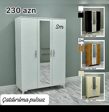 Dolablar: Üç qapılı paltar şkafı – güzgülü model Qiymət: 230 AZN Çatdırılma — 1