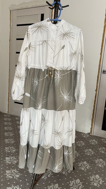 платье белые: Повседневное платье, Длинная модель, Хлопок, M (EU 38)