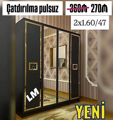 qara parca: Yeni, 4 qapılı, Güzgülü, Qara, Açılan, Düz dolab — 1