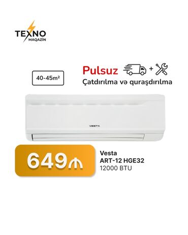 Kondisionerlər: Kondisioner 40-45 kv. m, Split sistem, Kredit yoxdur, Pulsuz quraşdırılma