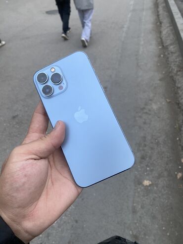 айфон телефон бу: IPhone 13 Pro Max, Б/у, 128 ГБ, Sierra Blue, Защитное стекло, 80 %