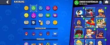 PS2 & PS1 (Sony PlayStation 2 & 1): Brawl Stars oyun hesabı, müxtəlif döyüşçüləri və kostyumları əhatə