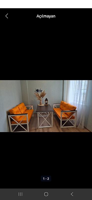 Bağ, çöl mebeli: Metall karkaslı bağ/terras/ofis lounge dəsti - Komplekt: 2 ədəd — 1