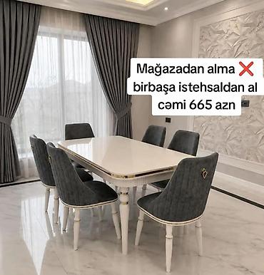 Yemək otağı dəsti – masa + 6 ədəd stul - Stil: müasir klassik - Rəng lalafo.az -da Yemək otağı dəsti – masa + 6 ədəd stul - Stil: müasir klassik - Rəng