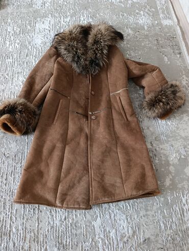 женская одежда недорого: Дубленка, По колено, 3XL (EU 46)