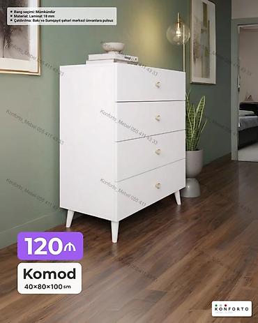 Ağ rəngli komod - Ölçülər: 40×80×100 sm - Material: 18 mm laminat -