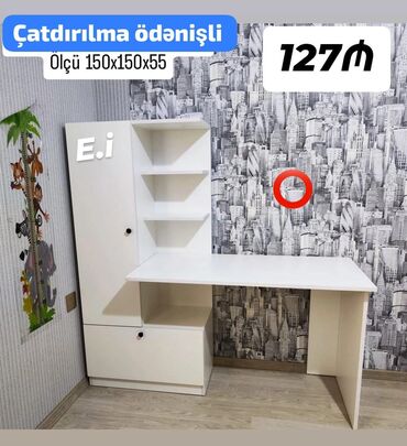 белый рабочий стол: *Yazı Masası Dolablı 127Azn💥* ✔️ Rəng : Ağ/Krem ✔️ Çatdırılma