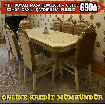 huggy wuggy baku: Qonaq otağı üçün, Yeni, Açılmayan, Dördbucaq masa, 8 stul