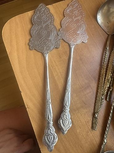 blincik: Metal naxışlı desert/paxlava spatula dəsti (2 ədəd) - Material: döküm — 1