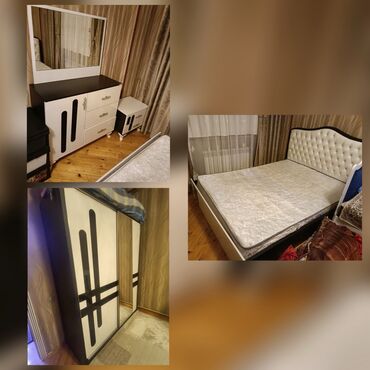 Шкафы: Двуспальная кровать, Шкаф, Трюмо, 2 тумбы, Б/у