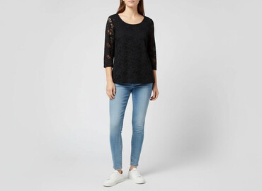czarne obcisła bluzki z długim rękawem: Amisu, Women's blouse, size L