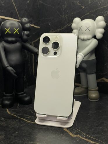 прокат морозильника: IPhone 15 Pro, Колдонулган, 256 ГБ, White Titanium, Каптама, Заряддоочу түзүлүш, Коргоочу айнек, Бөлүп төлөө менен, 86 %