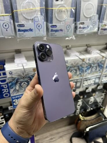 Apple iPhone: IPhone 14 Pro Max, Б/у, 1 ТБ, Deep Purple, Зарядное устройство, Защитное стекло, Чехол, 82 % — 2