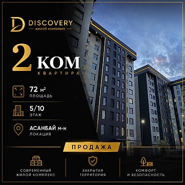 real sight: 2 комнаты, 72 м², Асанбай мкр Элитка, 5 этаж, Евроремонт — 1