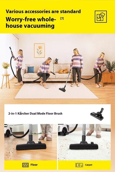 Пылесосы: Пылесос, Karcher, Стандартный, Смешанная, Сухая, Влажная, Фильтр для воды, Контейнер, Мешок — 22
