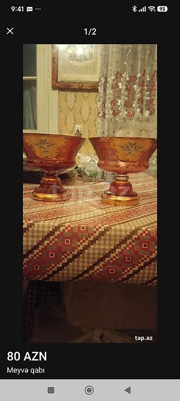 meyvə qablari: Məhsul: Meyvə qabı (2 ədəd) Təsvir: - Klassik üslublu, ayaqlı meyvə — 1