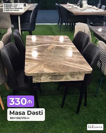 Məhsul: Masa dəsti - Ölçü: 80×130/170 sm (açılan mexanizm ilə) -