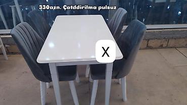 Ağ yemək masası və 6 stul dəsti - Dəst: 1 ədəd düzbucaqlı masa + 6 lalafo.az -da Ağ yemək masası və 6 stul dəsti - Dəst: 1 ədəd düzbucaqlı masa + 6