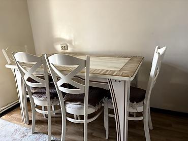 turka: Mətbəx üçün, İşlənmiş, Açılmayan, Dördbucaq masa, 4 stul — 1