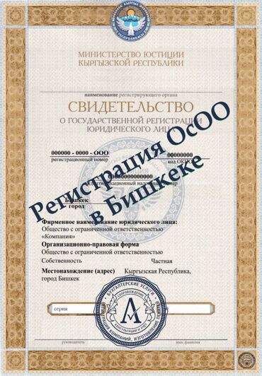 Юридические услуги: Регистрация ОсОО под ключ. Открыть ОсОО в Бишкеке. Открыть ОсОО в