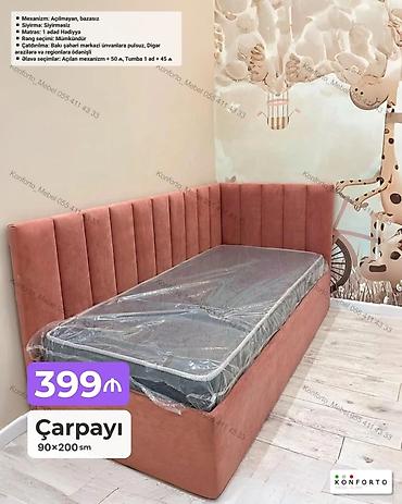 Ev və bağ: Künc yumşaq başlıqlı çarpayı – 90×200 sm - Ölçü: 90×200 sm - — 1
