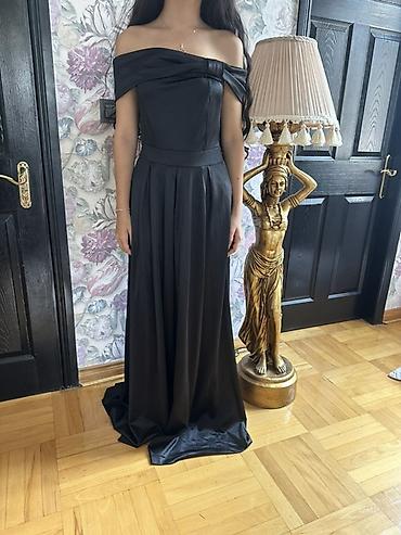 nişan şalı: Qara ziyafət/gecə uzun libası S Razmer - Model: off-shoulder — 1