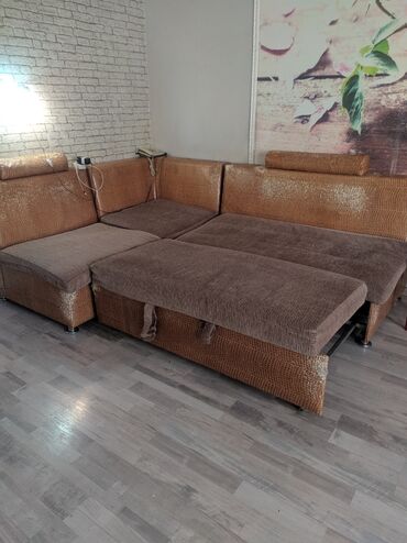 реставрация обивки дивана: Диван-керебет, түсү - Саргыч боз, Колдонулган