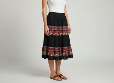 rozkloszowane spódnice czarne: Women`s skirt, size One size