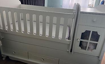 Beşiklər: Uşaq beşiyi – kombinə edilmiş model - Rəng: ağ - Material: MDF/taxta — 3