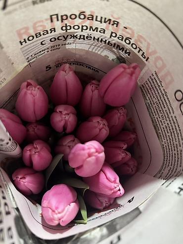 Букеты из живых цветов: Тюльпаны срезанные и на луковице - Сорта и окраски: белые, розовые — 6