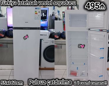 soyducu ev ucun: 2 qapılı Vestel Soyuducu Satılır, rəng - Ağ
