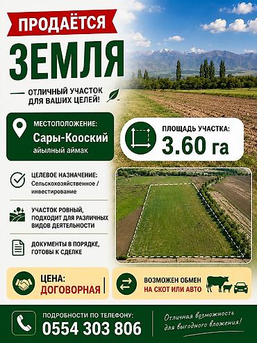 поля жер: 360 соток, Для сельского хозяйства — 1