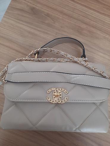chanel mindjuse: Bej rəngli klassik üslubda çiyin/əllük çantası - Material: yumşaq — 2