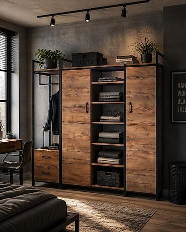 borular: Loft üslubunda çoxfunksiyalı dolab sistemi - Material: ağac — 1