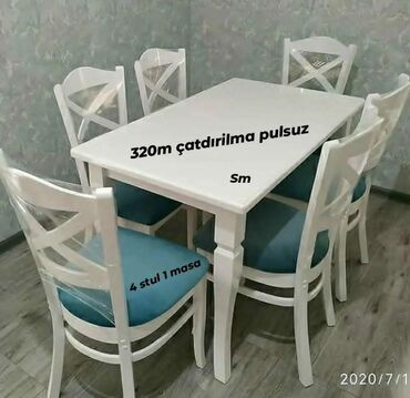 круглый стол на заказ: Для кухни, Новый, Нераскладной, Прямоугольный стол, 4 стула