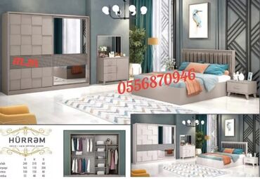 Yataq otağı dəstləri: İkinəfərlik çarpayı, Termo, 2 tumba, Dolab, Azərbaycan, Yeni — 29