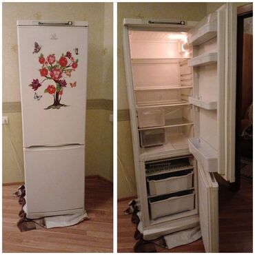 balaca xaladelnik: Б/у 3 двери Indesit Холодильник Продажа, цвет - Белый, С колесиками