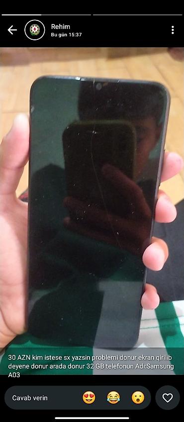 sony hdr sr5: Samsung Galaxy A03, 32 GB, rəng - Qara, Qırıq — 1