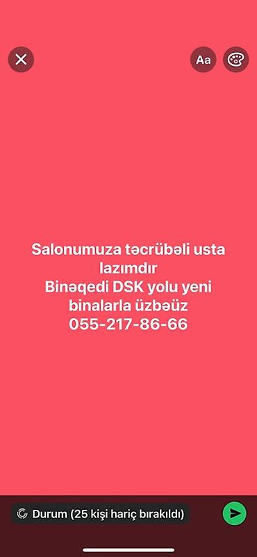 malyar isi: Vakansiya: Gözəllik salonu üçün təcrübəli usta - Axtarılan ixtisas — 1