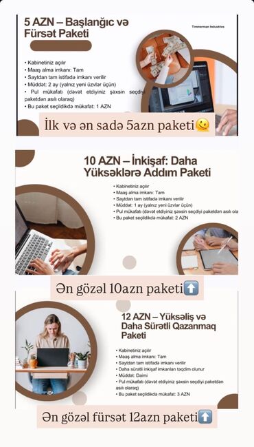 Başqa xidmətlər: Rəqəmsal xidmət paketi – onlayn kabinet və gəlir alətləri Paketlər: -