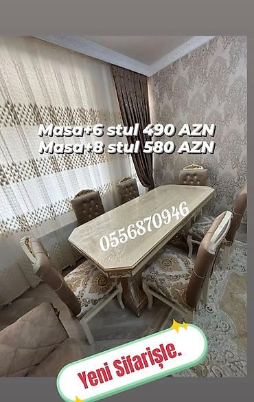 qoz: Qonaq otağı üçün, Yeni, Açılmayan, Oval masa, 6 stul — 3