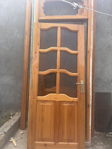 2Qapi Taxta otaq qapısı – şüşəli, komplekt - Material: təbii ağac