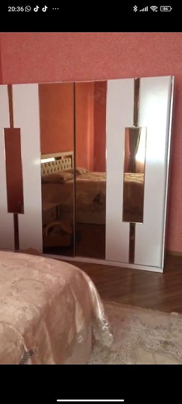 Ev üçün mebel: Yataq mebeli dəsti (2 nəfərlik taxt + Matras + Şfoner + 2 Tumba + — 1