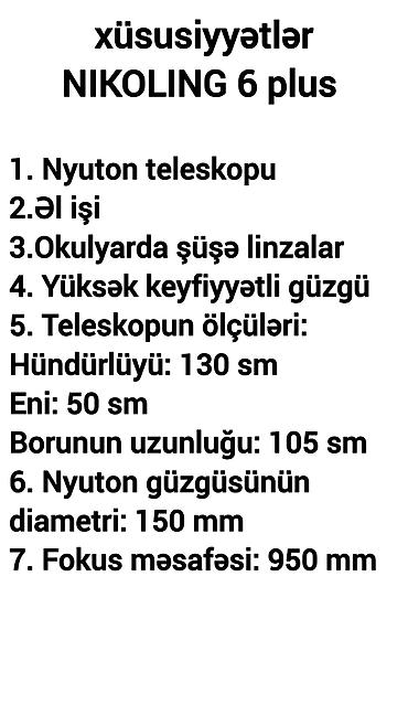 binok: NIKOLING 6 Plus teleskopu – əvvəlcədən sifariş Məhsul tipi: Nyuton — 3