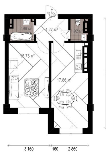 Продажа квартир: 1 комната, 43 м², Элитка, 5 этаж, ПСО (под самоотделку)