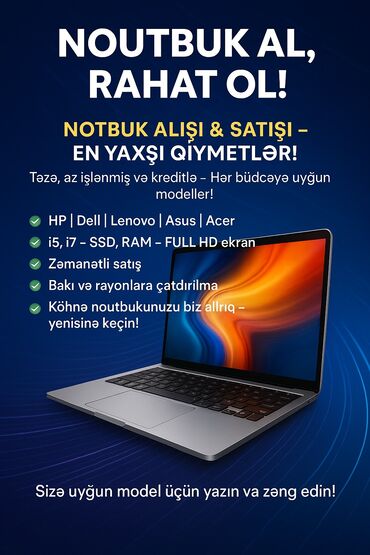 noutbuk aliram: Hər növ notebookların alışı və satışı
