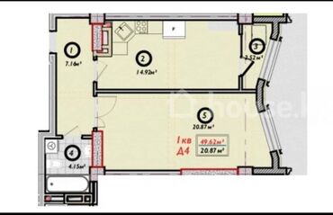 Продажа домов: 1 комната, 50 м², Элитка, 7 этаж, ПСО (под самоотделку)