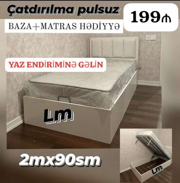 2 спальная кровать: Birnəfərlik, Bazalı, Pulsuz matras